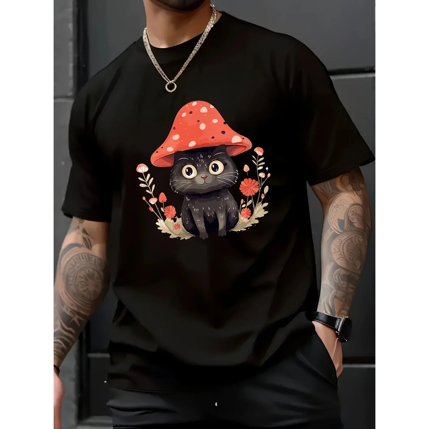 KW MODA Men's Leisure T-Shirt & for for Spring/Summer One Color Standard Printed Made in China