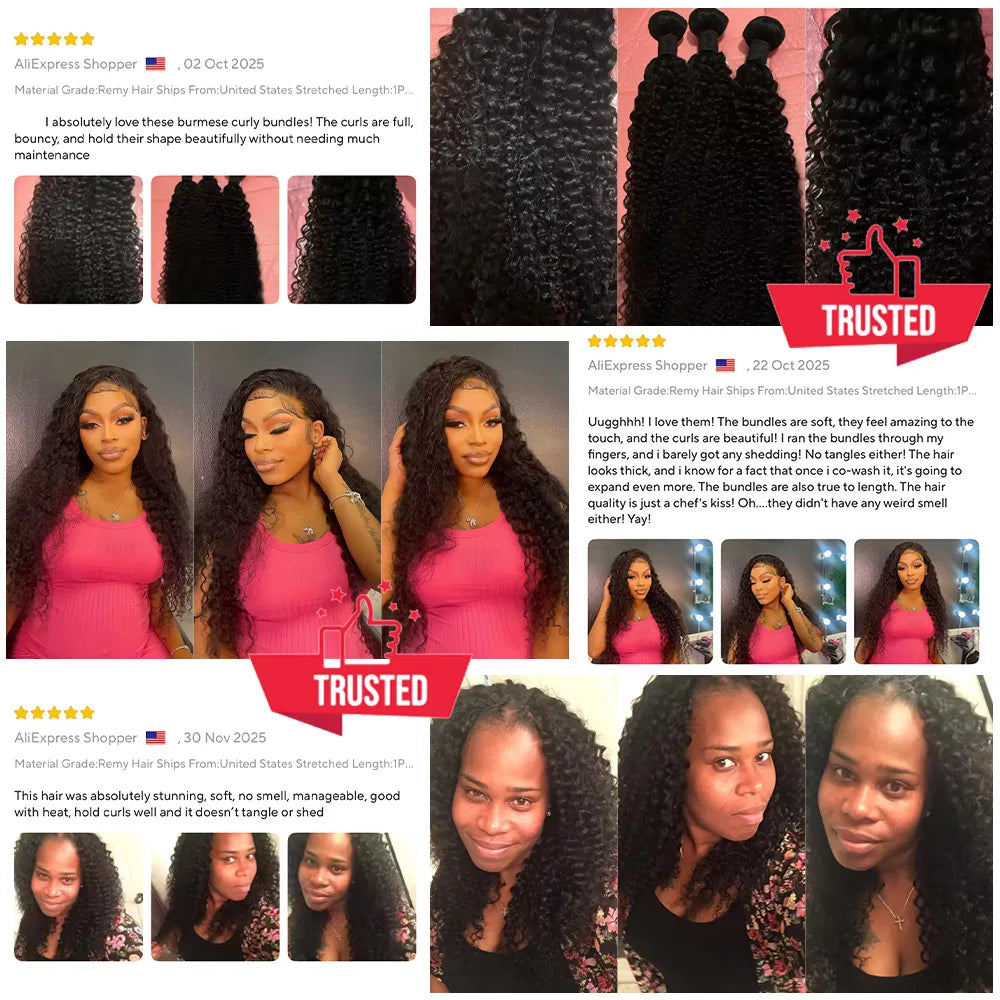 12A Kinky Curly Hair Bundles 1/3/4 Pcs Jerry Curly Bundles Human Hair 22 Inch Burmese Curly Hair Bundles 3-5 Days Delivery