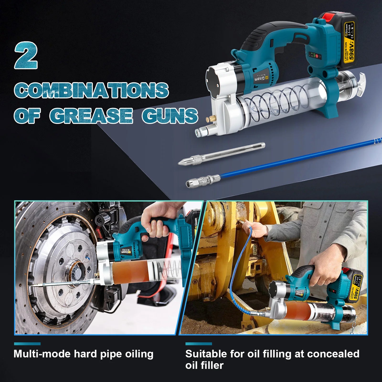 10000PSL 69Mpa Cordless Electric Grease Gun High Pressure Car Lubricating Oil Car Maintenance Tool For Makita 18v Battery Pins