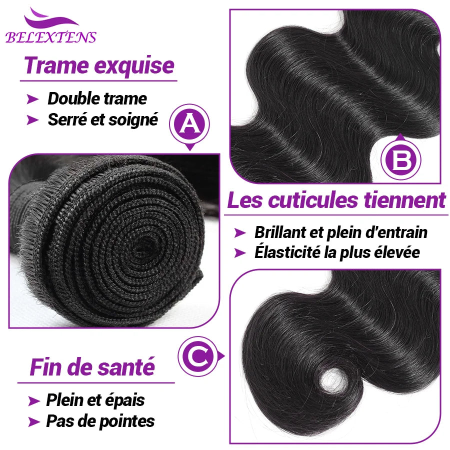 12A Body Wave Bundles Human Hair Bundles 100% Human Hair Weaves 12-32 inch Body Wave Hair Extensions Brazilian Raw Hair Bundles