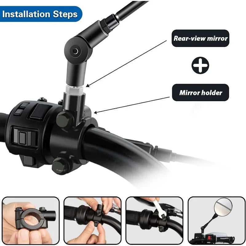 1 Pair Anti-fall Folding Round Motorcycle Side Rearview Mirrors M8 M10 for KTM Bike Rear View Mirror Holder For Scooter E-Bike