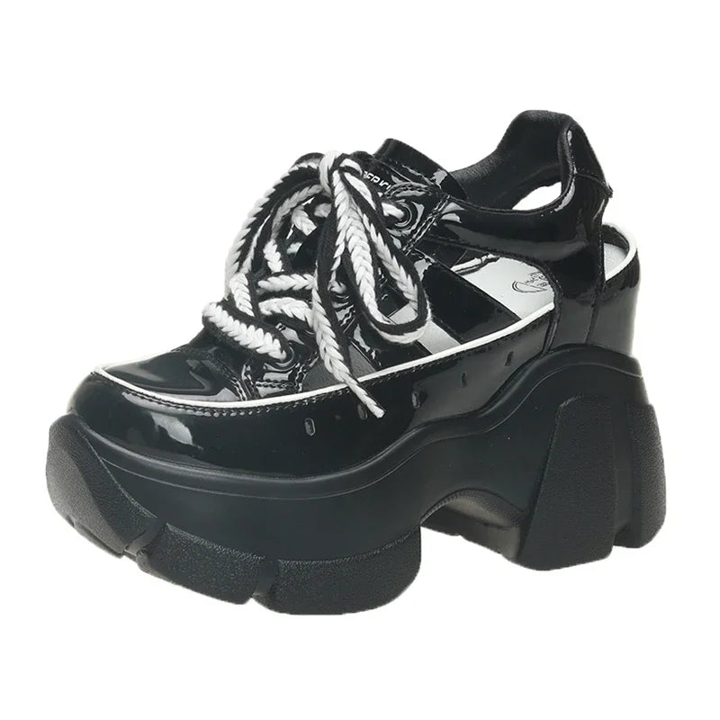 10cm Women's Sandals Summer New Thick Bottom Beach Plus Size Soft Bottom Non-slip Jelly Shoes Hollow Ankle Buckle Round Toe Shoe