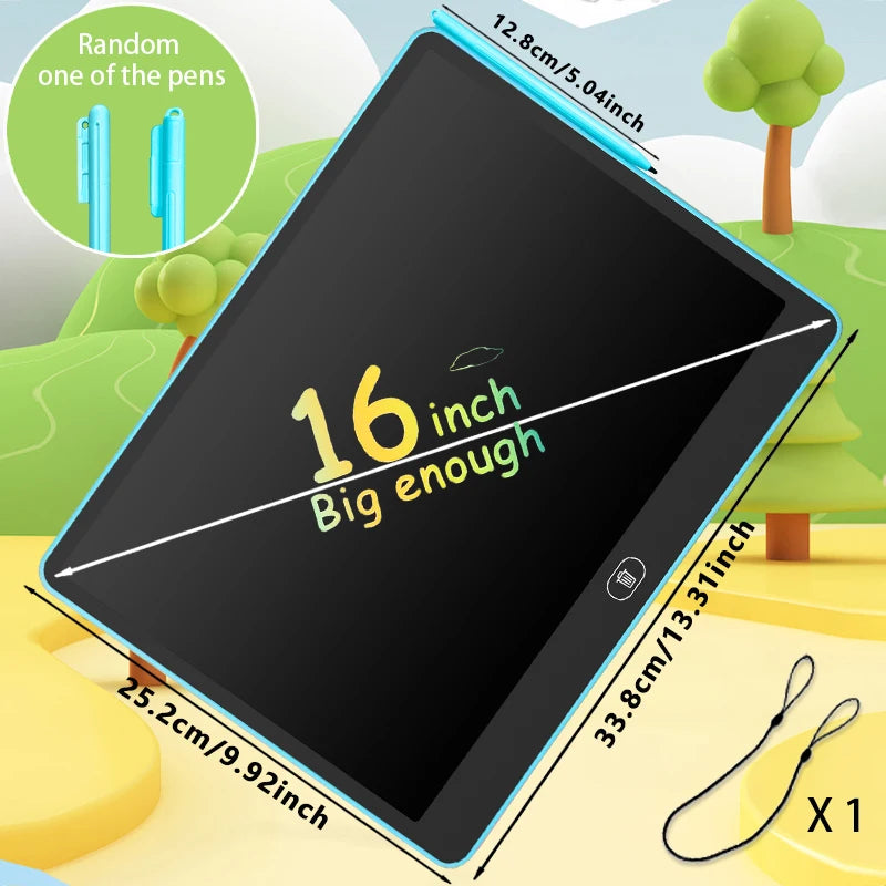 11/13/16 Inch Kids Chalkboard LCD Writing Board Tablet Drawing Painting Educational Toy for Children Aged 3-8 Years Boys Girls