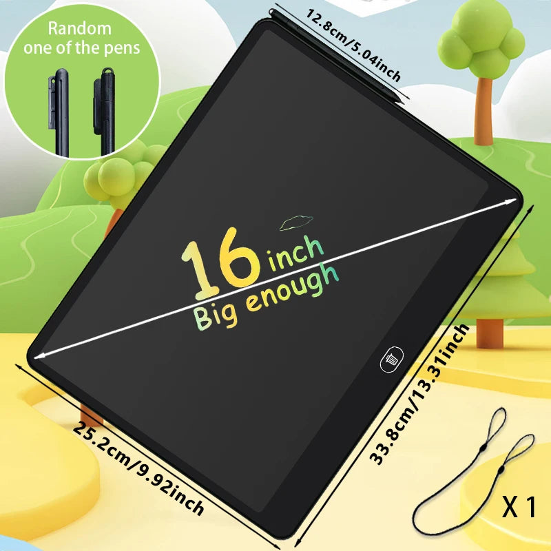 11/13/16 Inch Kids Chalkboard LCD Writing Board Tablet Drawing Painting Educational Toy for Children Aged 3-8 Years Boys Girls
