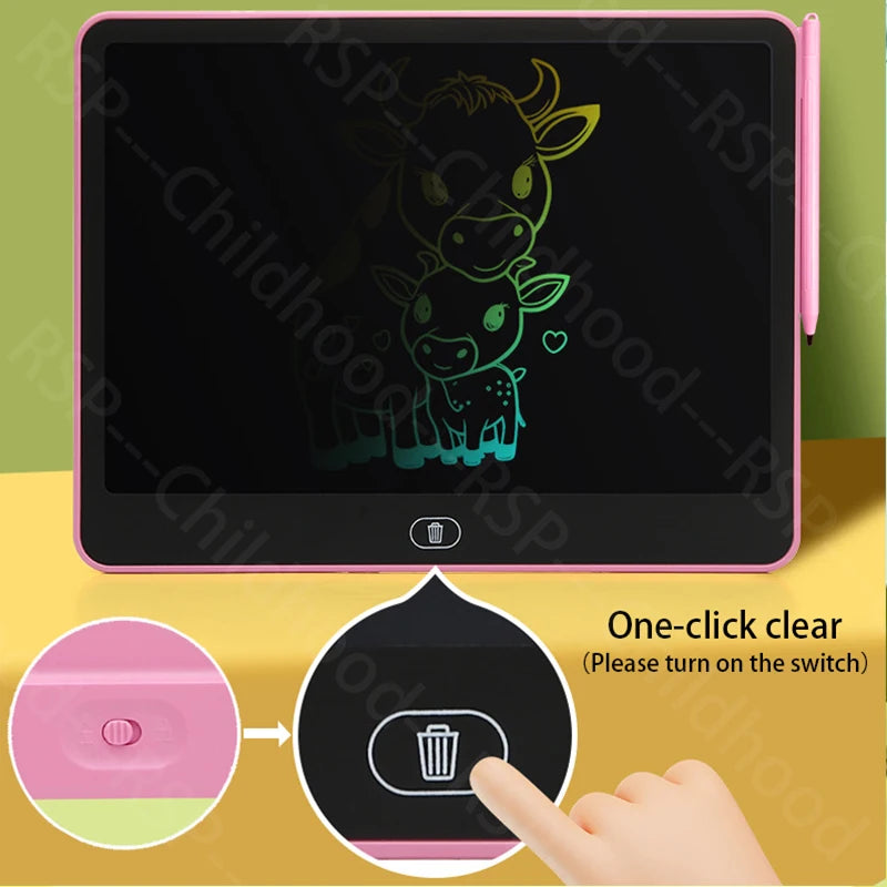11/13/16 Inch Kids Chalkboard LCD Writing Board Tablet Drawing Painting Educational Toy for Children Aged 3-8 Years Boys Girls