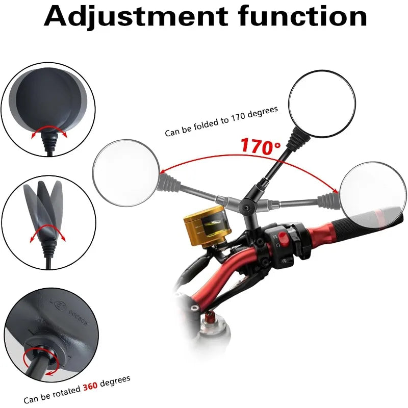 1 Pair Anti-fall Folding Round Motorcycle Side Rearview Mirrors M8 M10 for KTM Bike Rear View Mirror Holder For Scooter E-Bike