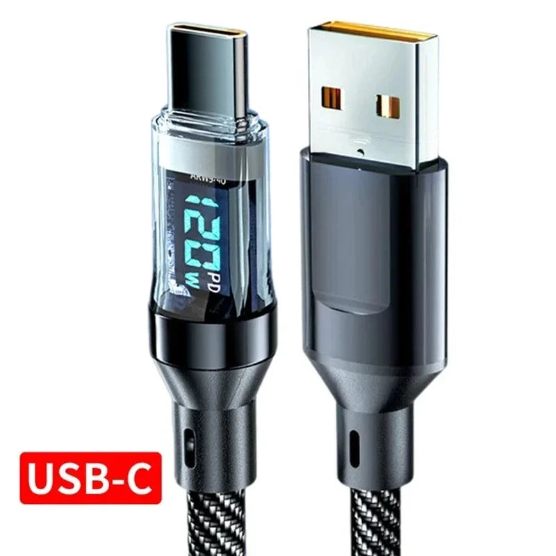 120W Dual USB C Digital Display Cable PD Fast Charging USB Type C to Type-C Cable For iPhone 15 Pro Max Plus Xiaomi Macbook iPad