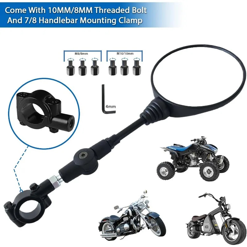 1 Pair Anti-fall Folding Round Motorcycle Side Rearview Mirrors M8 M10 for KTM Bike Rear View Mirror Holder For Scooter E-Bike