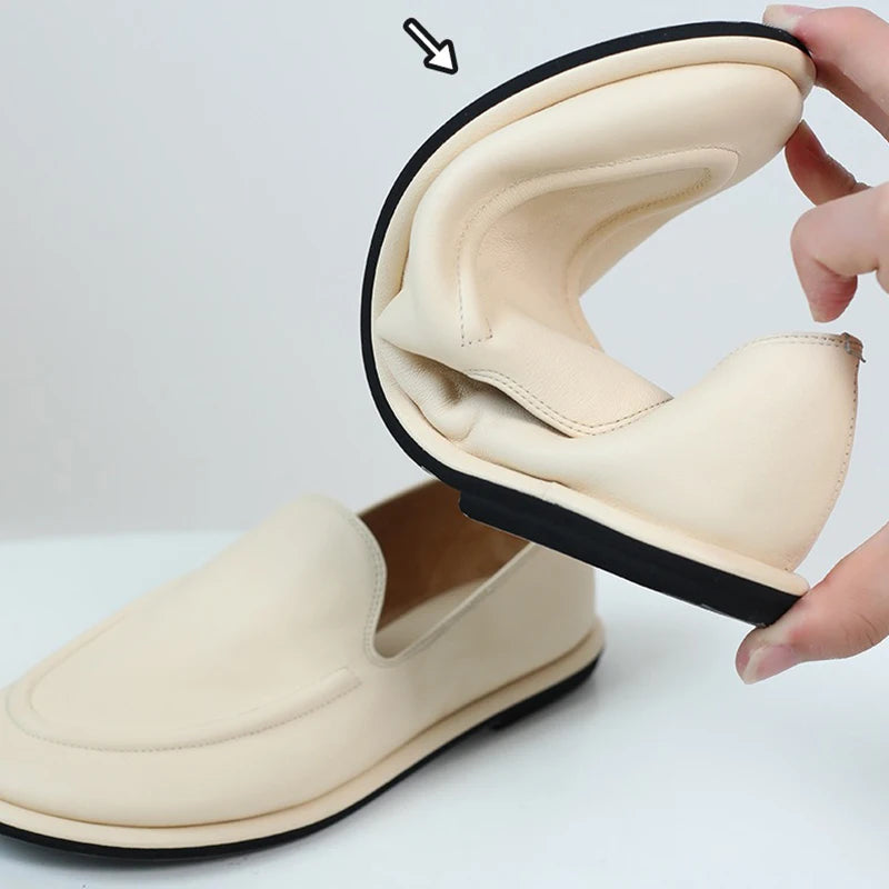 round toe soft leather flats shoes woman slip on loafers solid color sewing moccasins women muls shoes scarpe da donna 2025