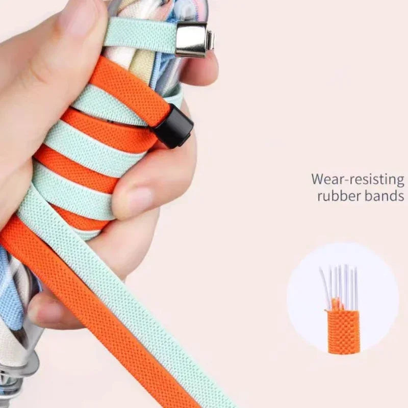 8MM No Tie Shoe Laces Press Lock Shoelaces Without Ties Elastic Laces Sneaker No Tie Shoelaces for Shoe Accessories Lacci Scarpe